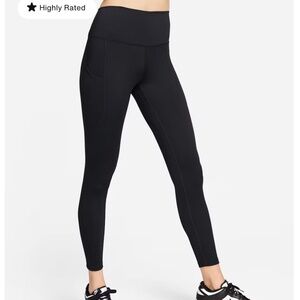 Nike One Dri-FIT 7/8 Leggings Black High Rise Side Pockets Size M